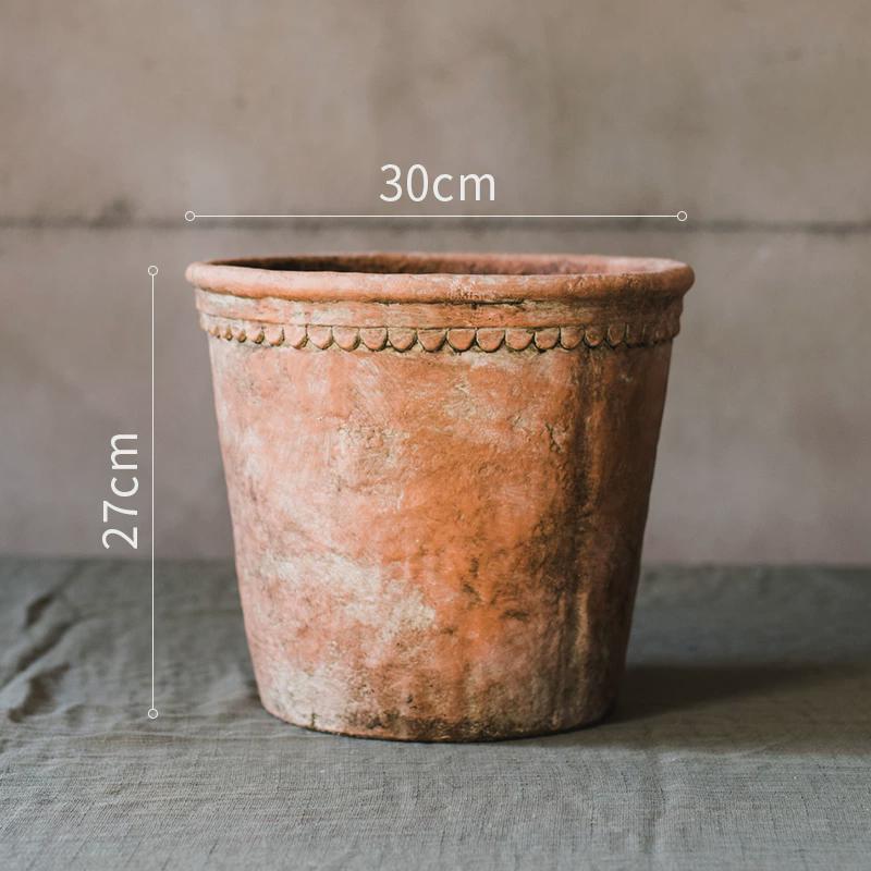 复古仿红陶粗陶装饰园艺中古大花盆土培绿植水泥阳台盆栽户外