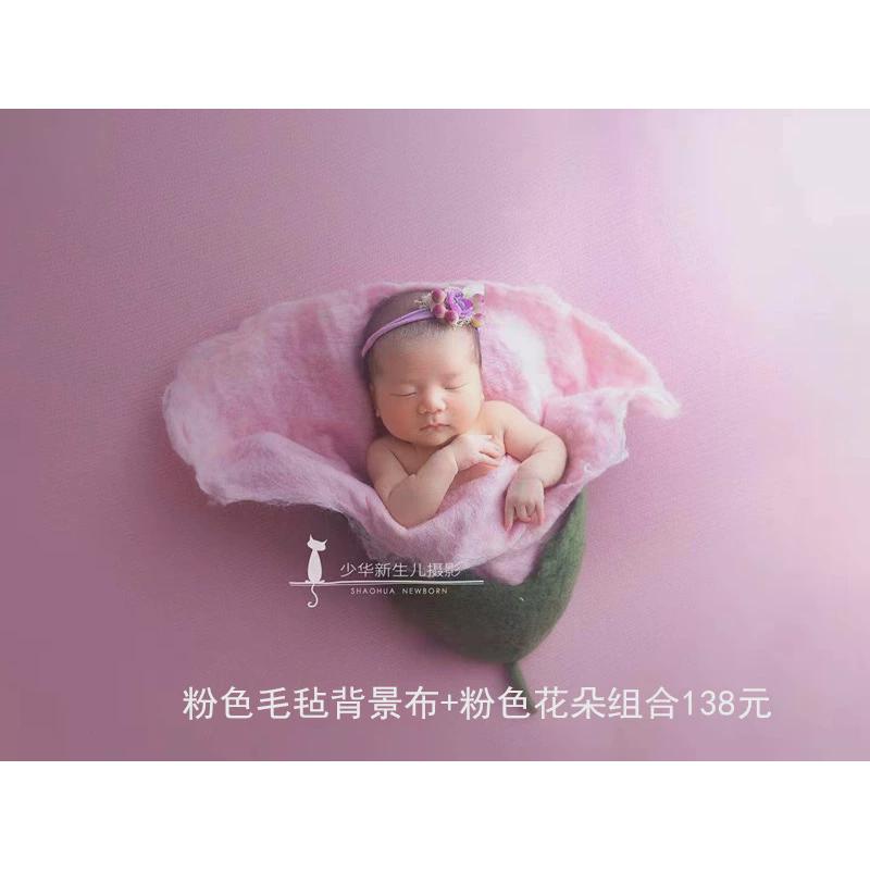 玫瑰羊毛毡主题道具新款花毯新生儿摄影道具满月拍照