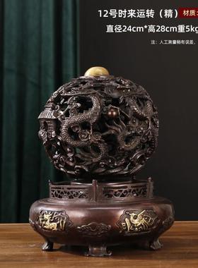 黄铜紫色九转乾坤鼎家居装饰工艺品办公室聚宝盆客厅复古书房摆件