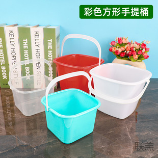 方形无盖小桶儿童画画洗笔桶加厚pp塑料彩色小水桶沙滩玩水玩沙桶