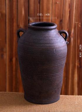 复古花瓶陶罐陶盆粗陶花盆插花花瓶花器禅意日式花瓶客厅装饰摆件