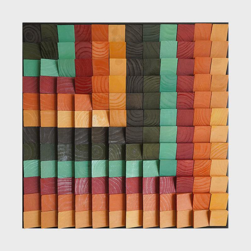 船原木实木木头木块马赛克3d立体玄关走廊过道实物挂画油画装饰画
