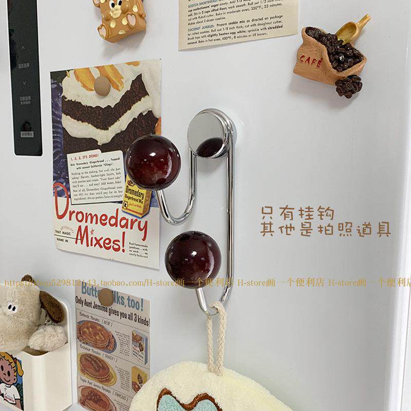 h-store美式复古ins木球磁吸新款免打孔磁铁门后装饰厨房挂挂钩