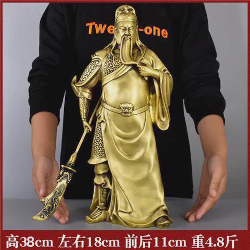 纯铜关公神像铜像摆件黄铜大刀关羽关二爷武工艺