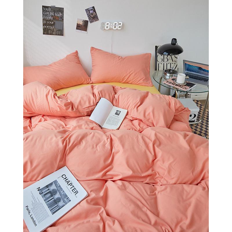 纯色双拼四件套被套单件学生单双人150x200x230三件套床单被罩3