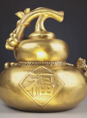 杨铜记日进斗金葫芦金属工艺品摆件福字葫芦铜葫芦福到葫芦
