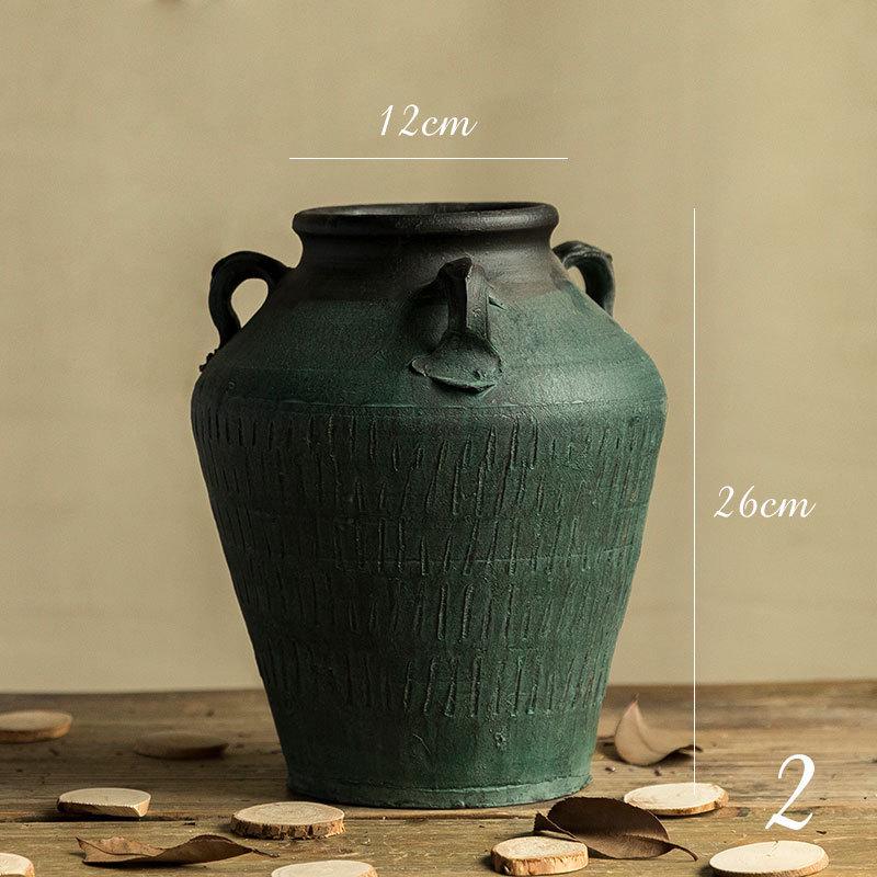 粗陶陶罐花瓶摆件花盆客厅创意复古瓶子美式做旧仿古土陶盆插干花
