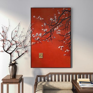 玄关奶油风轻奢复古抽象花卉挂画入户法式 饰壁画 客厅卧室装