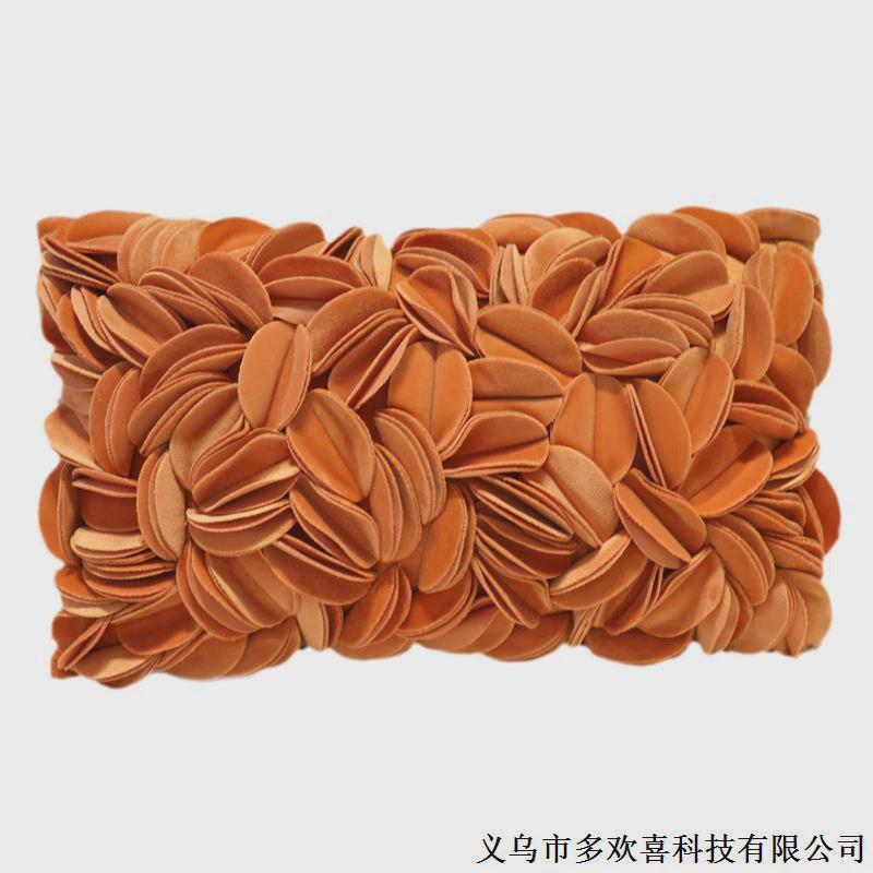 美式轻奢时尚抱枕靠枕肤亲绒面花朵靠垫套客厅沙发汽车枕床头靠包