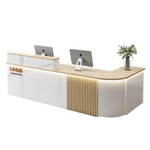 新中式收银台转角收款台轻奢吧台商用工作台公司前台接待台柜台桌