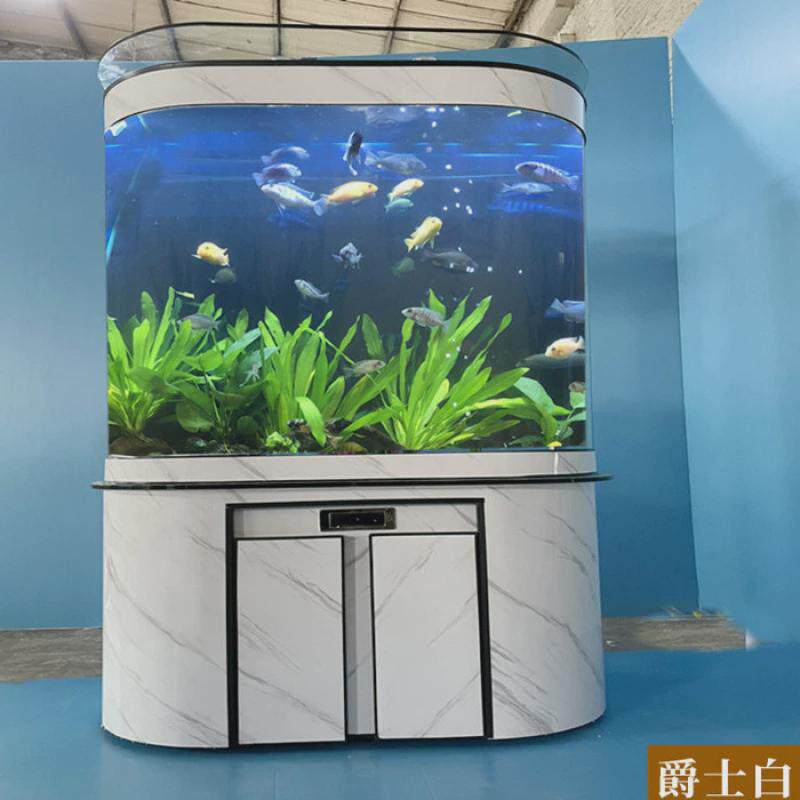 鱼缸客厅大型家用欧式靠墙双圆弧形落地大中型免换水族箱增氧造景