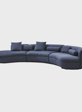 皮亚极简异形磨砂布沙发paif意式夫弧形腰果月亮沙发客厅转角组合