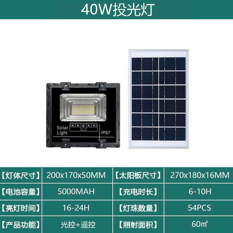 新款太阳能投光灯led大灯珠高亮自动感应灯家用庭院户外道路灯