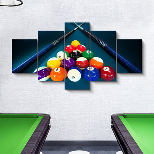 盈浩定制台球室装饰画台球厅墙壁挂画客厅自然风景现代组合五联画