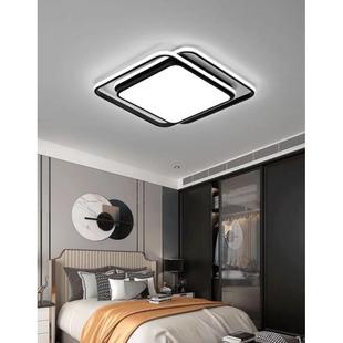 led简约现代大气灯卧室灯客厅灯餐厅灯北欧黑色风格 长方形吸顶灯