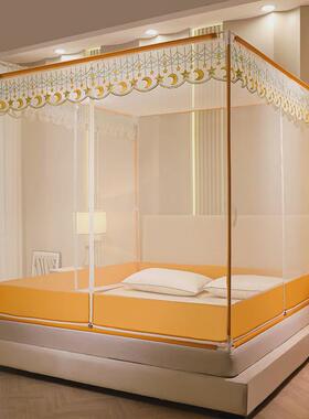 蚊帐防摔回底家用卧室床笠三开无底1.5米款门拉链1.8米t门加高