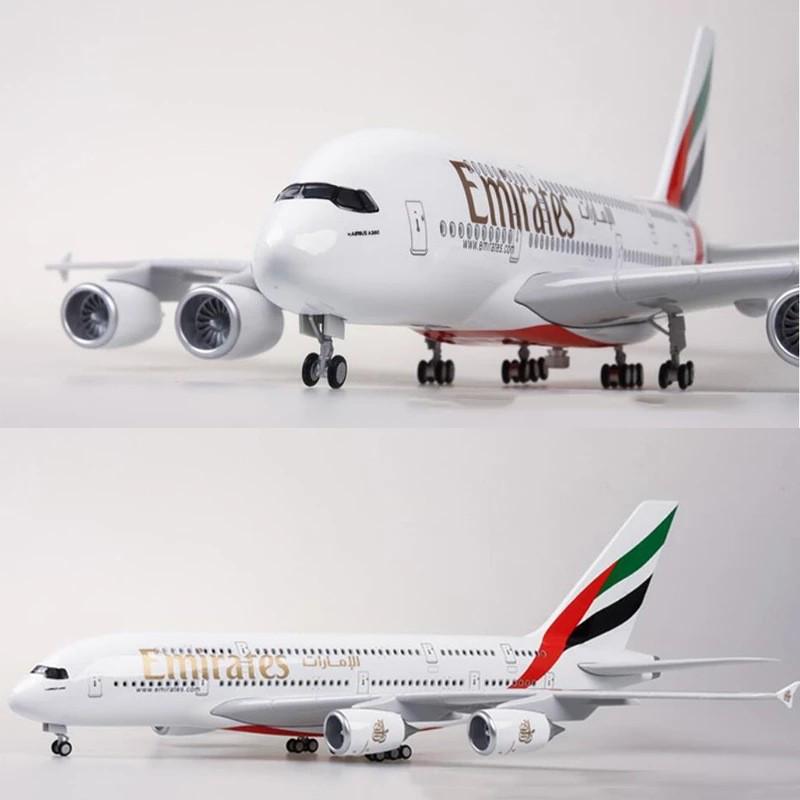 超大客机1:16046cmA380Emirates阿联酋带灯航空仿真飞机模型