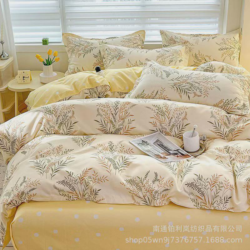 羊绒植物水洗棉四件套磨毛四件套工厂直销100多花型任选加厚被套