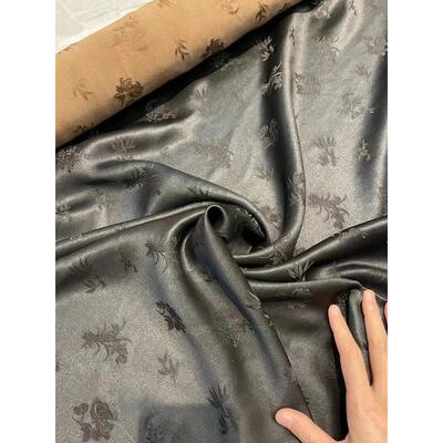 (小绉菊）香云纱30姆米丝粘丝绸布料锻幅宽140cm重磅桑蚕丝面料重