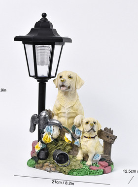 庭院树脂工艺品太阳能仿真小狗摆件户外花园庭院装饰