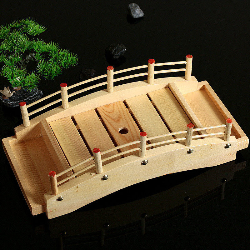 木刺身拼盘白木寿司桥寿司盛器日韩餐具日式料理拼盘木制拱形桥