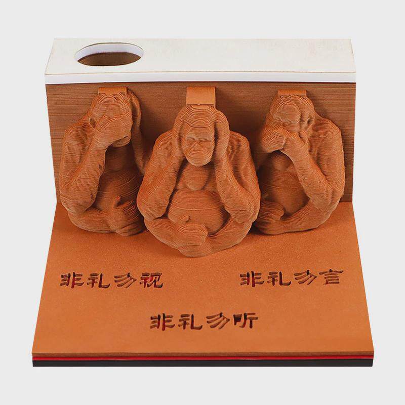 三不猴3d立体便签纸可撕便利贴创意艺术纸桌面摆件商务礼品雕精品