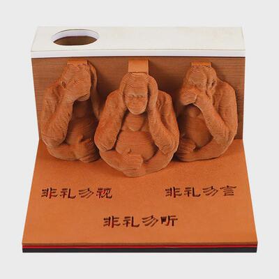 三不猴3d立体便签纸可撕便利贴创意艺术纸雕精品桌面摆件商务礼品