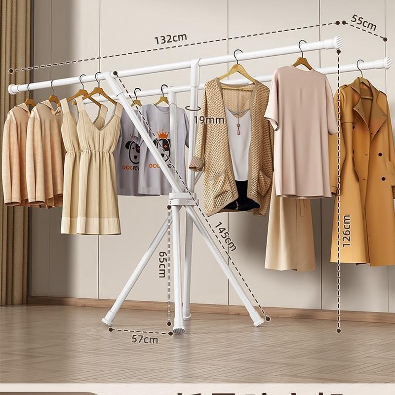 折叠晾衣架阳台方落地晒衣杆不占地家用的小户型伸缩室内凉挂被子