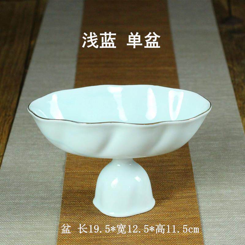 金边小原流经典花器日式公主盆高脚椭圆花盆日式花道插花器皿水培
