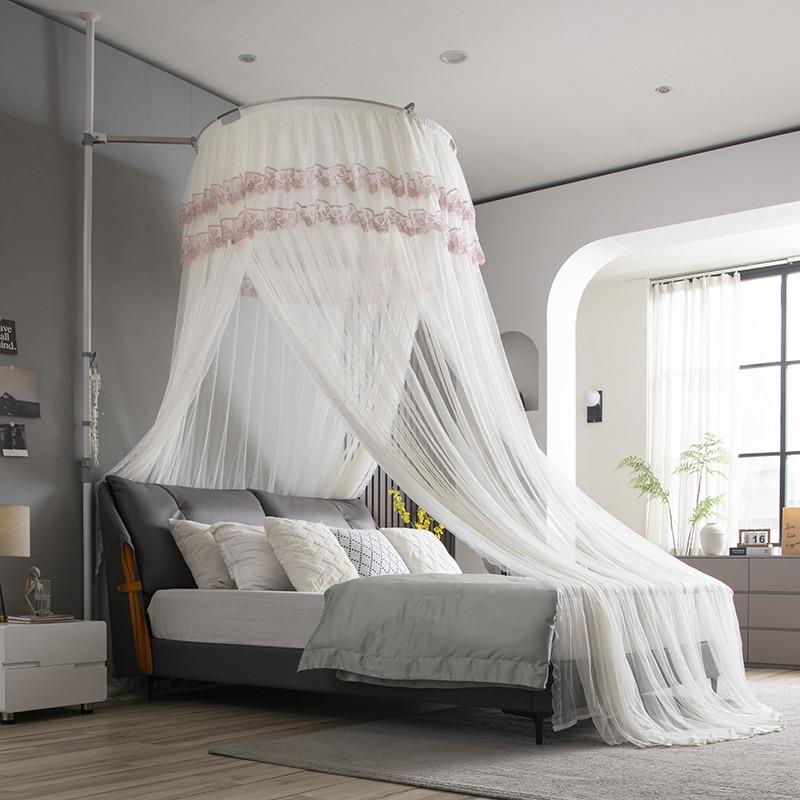 7bd天地杆蚊帐圆形吊顶伸缩宫廷1.8m床家用卧室2023新款公主支架2