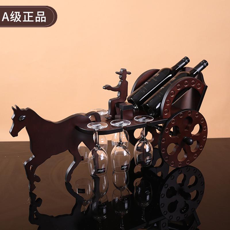 木质牌单人马车酒架红酒实木创意欧式酒架葡萄酒酒架酒神红酒架