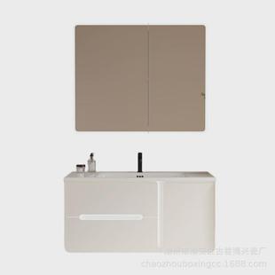 柜高级感多层实木免漆北欧风浴室柜智能镜柜陶瓷一体盆组合