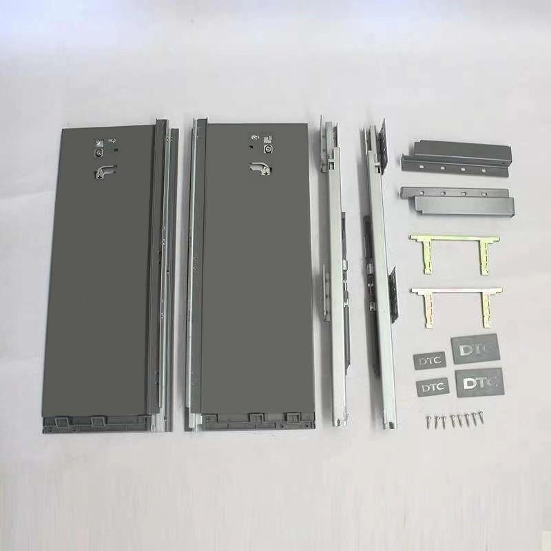 热销DTC东泰骑马抽屉豪华抽帮滑轨阻尼导轨钢侧板轨道直板深灰HB0