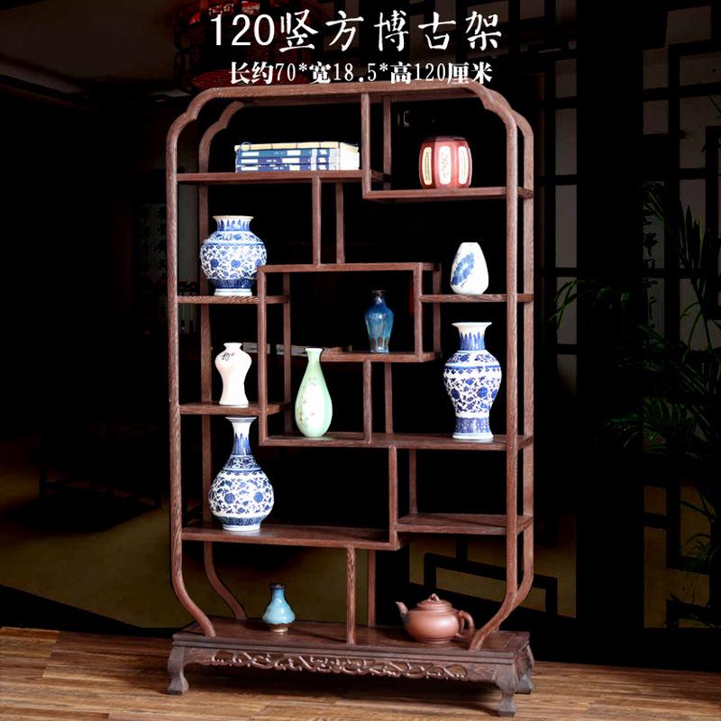 红木家具鸡翅木博古架实木架多宝阁隔断置物架古董中式茶叶博物架