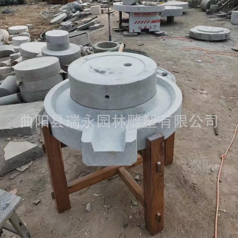 老式石磨盘石碾子艾绒磨面家用碾粮食怀旧复古幼儿园仿古手推石压