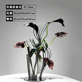 不锈钢简约现代花器仿真花摆件轻奢客厅家居茶几餐桌绿植假花摆设