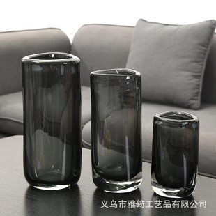 样板客厅电视柜冰晶玻璃花器三角形 家居现代极简约插花花瓶软装