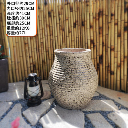 户外现货粗陶陶罐阳台庭院麻点装饰花盆大口径多规格组合陶瓷花盆