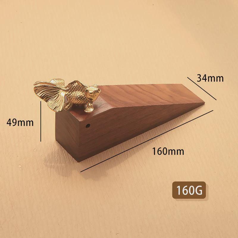 创意黄铜黑胡桃木门塞门档门阻防撞顶门器防风安门卡固定堵门挡