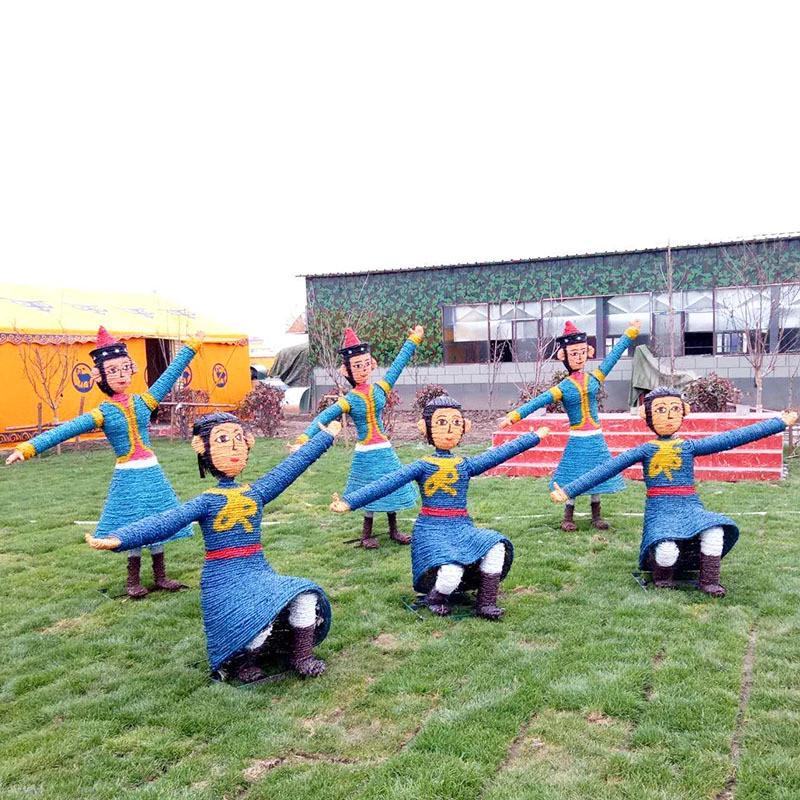 稻草工艺品卡通动物造型农耕人物粮仓收手工编织稻草艺术节厂