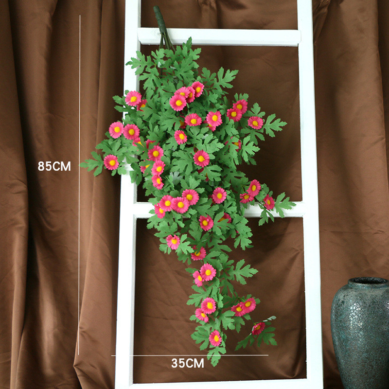 假花花摆设挂墙花墙花挂装饰上小雏菊壁挂式挂墙吊兰吊篮塑料