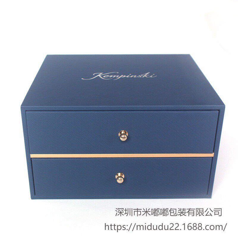 皮质双层抽屉式耗品盒收纳盒柜酒店客房皮具牙具文具抽屉订LOGO