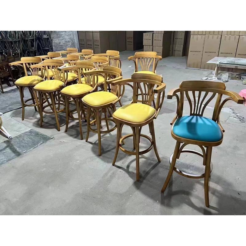 北欧复古实木编藤餐椅家用阳台休闲椅软包餐厅纯手工编织扶手藤椅