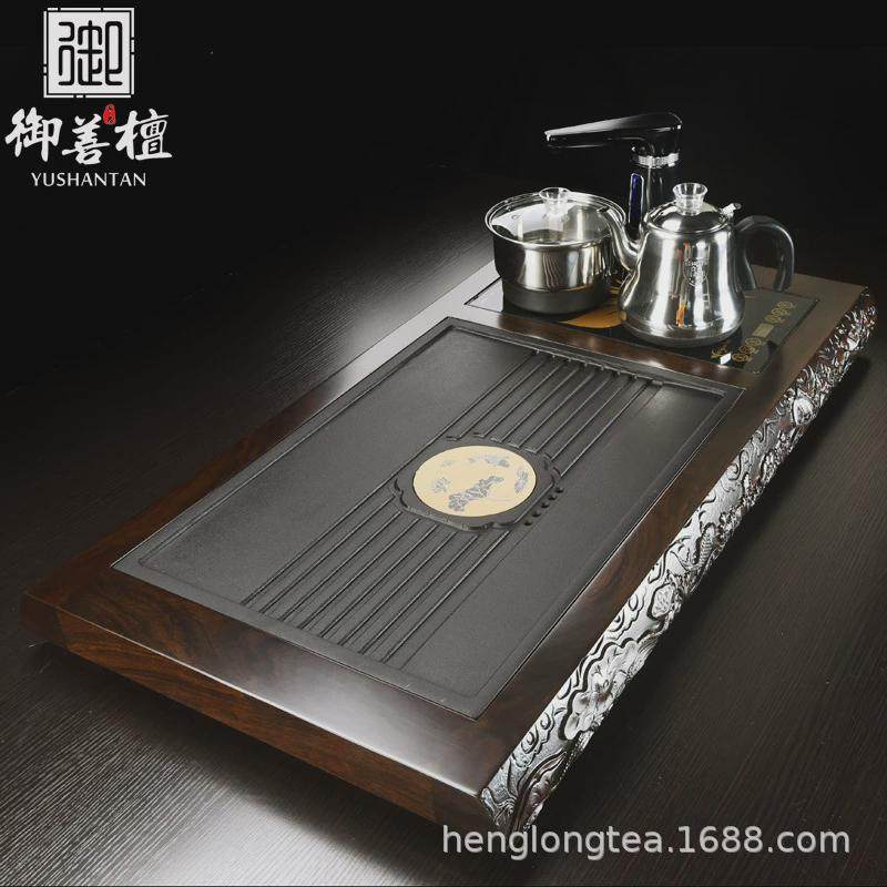 黑檀木茶盘边雕一体茶台办公室泡茶功夫茶具套装全自动实木电茶炉,餐饮具,茶盘,淘宝优惠券,粉丝福利购,淘宝优惠卷