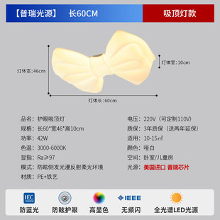 奶油风蝴蝶结吸顶灯少女温馨中山灯具儿童房间灯led卧室灯客厅灯