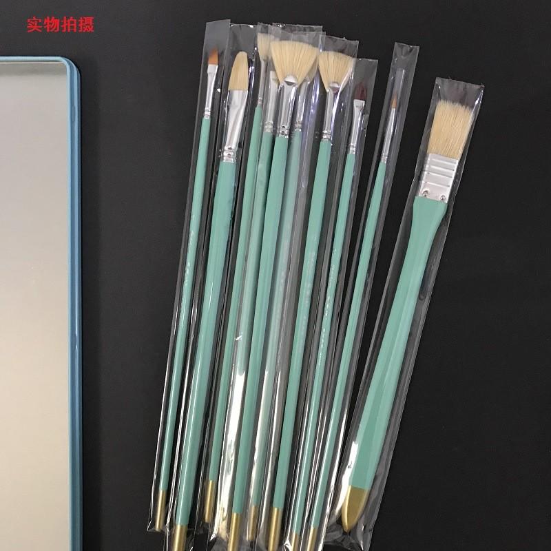 铁盒水粉笔10支勾线笔水粉笔水粉笔刷子扇形笔装f10水粉笔套装