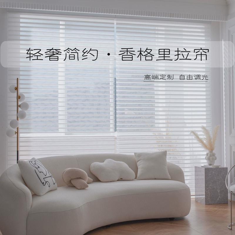免打孔卷帘帘电动窗帘柔纱百叶帘办公室卫生间客厅卧室香格里拉