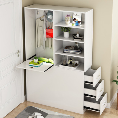 床尾夹缝收纳衣柜缝隙门厅实木柜衣柜靠墙侧面抽拉窄现代全屋生态