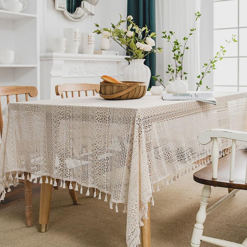 法式ins风高级感白色蕾丝桌布茶几垫长方形餐桌甜品台布