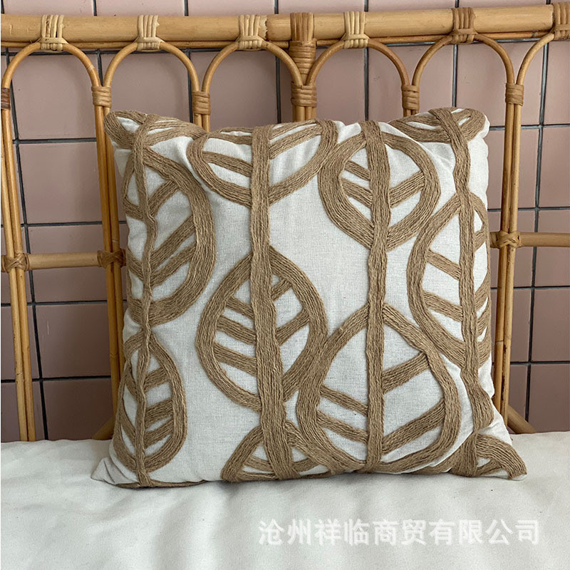 棉麻抱枕绣花靠枕样板间样品靠垫板房客厅沙发头靠背垫